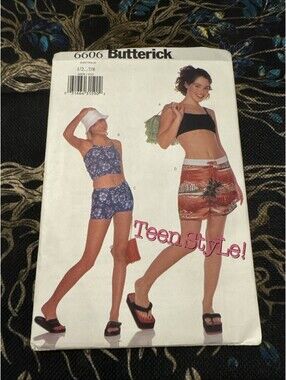 Butterick Sewing Pattern 6606 Sizes 1/2...7/8 Juniors Tops & Shorts Uncut